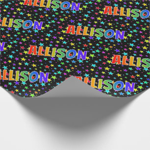 Papier Cadeau Prénom arc-en-ciel "ALLISON" + Étoiles