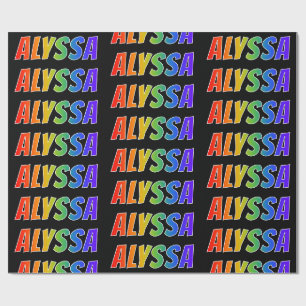 Papier Cadeau Prénom arc-en-ciel "ALYSSA"; Amusant et coloré