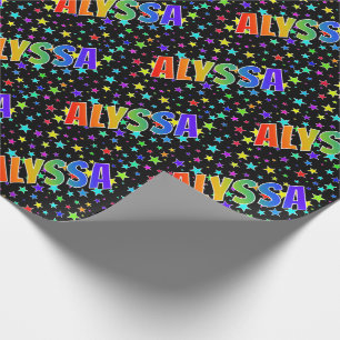 Papier Cadeau Prénom arc-en-ciel "ALYSSA" + Étoiles