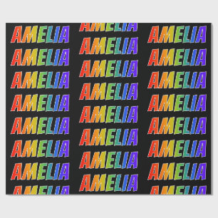 Papier Cadeau Prénom Arc-en-ciel "AMELIA"; Amusant et Coloré