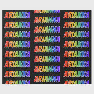 Papier Cadeau Prénom Arc-en-ciel "ARIANNA"; Amusant et Coloré