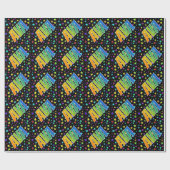 Papier Cadeau Prénom arc-en-ciel "AVA" + Stars (Plat)