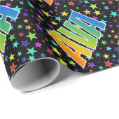 Papier Cadeau Prénom arc-en-ciel "AVA" + Stars (Coin rond)