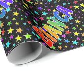 Papier Cadeau Prénom arc-en-ciel "BIANCA" + Étoiles (Coin rond)