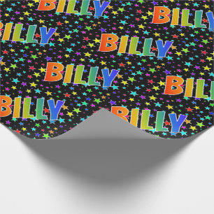 Papier Cadeau Prénom Arc-en-ciel "BILLY" + Étoiles