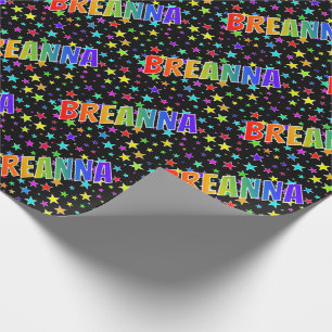Papier Cadeau Prénom arc-en-ciel "BREANNA" + Étoiles