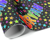 Papier Cadeau Prénom arc-en-ciel "BRYAN" + Étoiles (Coin rond)