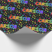 Papier Cadeau Prénom arc-en-ciel "CARSON" + Stars (Coin)