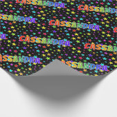 Papier Cadeau Prénom arc-en-ciel "CASSANDRA" + Étoiles (Coin)