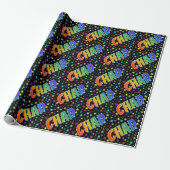 Papier Cadeau Prénom arc-en-ciel "CHAD" + Stars (Déroulé)