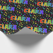 Papier Cadeau Prénom arc-en-ciel "CLARA" + Stars (Coin)