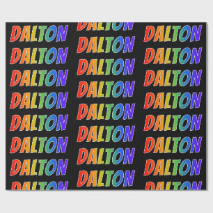 Papier Cadeau Prénom arc-en-ciel "DALTON" ; Amusant et Coloré