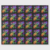 Papier Cadeau Prénom Arc-en-ciel "DALTON" + Feu d'artifice (Plat)