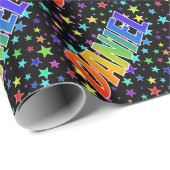 Papier Cadeau Prénom Arc-en-ciel "DANIEL" + Étoiles (Coin rond)