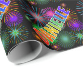 Papier Cadeau Prénom Arc-en-ciel "DANIELLE" + Feu d'artifice (Coin rond)