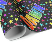 Papier Cadeau Prénom arc-en-ciel "DAWN" + Stars (Coin rond)