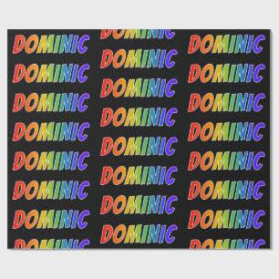 Papier Cadeau Prénom arc-en-ciel "DOMINIC"; Amusant et coloré