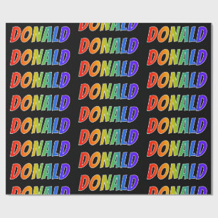 Papier Cadeau Prénom arc-en-ciel "DONALD"; Amusant et Coloré