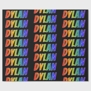 Papier Cadeau Prénom arc-en-ciel "DYLAN"; Amusant et coloré