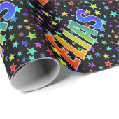 Papier Cadeau Prénom arc-en-ciel "ELIAS" + Stars (Coin rond)