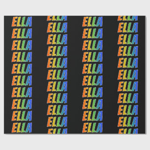 Papier Cadeau Prénom arc-en-ciel "ELLA" ; Amusant et Coloré