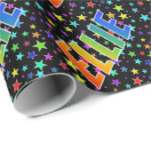Papier Cadeau Prénom arc-en-ciel "ELLIE" + Stars (Coin rond)