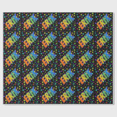 Papier Cadeau Prénom Arc-en-ciel "ERIK" + Étoiles (Plat)