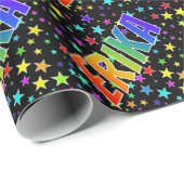 Papier Cadeau Prénom arc-en-ciel "ERIKA" + Étoiles (Coin rond)