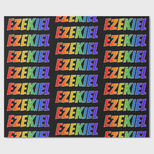 Papier Cadeau Prénom arc-en-ciel "EZEKIEL"; Amusant et Coloré