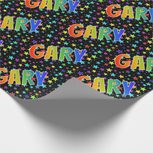 Papier Cadeau Prénom arc-en-ciel "GARY" + Stars