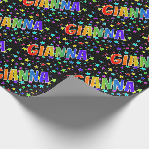 Papier Cadeau Prénom Arc-en-ciel "GIANNA" + Étoiles