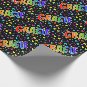 Papier Cadeau Prénom arc-en-ciel "GRACIE" + Étoiles