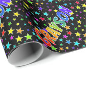 Papier Cadeau Prénom Arc-en-ciel "GRAYSON" + Étoiles (Coin rond)