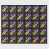 Papier Cadeau Prénom arc-en-ciel "HADLEY" + Feu d'artifice (Plat)