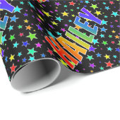 Papier Cadeau Prénom arc-en-ciel "HAILEY" + Stars (Coin rond)