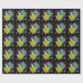 Papier Cadeau Prénom arc-en-ciel "IAN" + Fireworks (Plat)