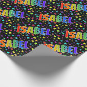 Papier Cadeau Prénom arc-en-ciel "ISABEL" + Stars (Coin)