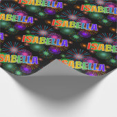 Papier Cadeau Prénom arc-en-ciel "ISABELLA" + Feu d'artifice (Coin)
