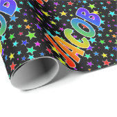 Papier Cadeau Prénom Arc-en-ciel "JACOB" + Étoiles (Coin rond)