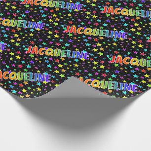 Papier Cadeau Prénom arc-en-ciel "JACQUELINE" + Étoiles