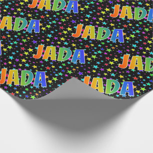 Papier Cadeau Prénom arc-en-ciel "JADA" + Étoiles