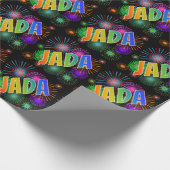 Papier Cadeau Prénom arc-en-ciel "JADA" + Feu d'artifice (Coin)