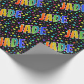 Papier Cadeau Prénom arc-en-ciel "JADE" + Étoiles (Coin)