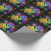 Papier Cadeau Prénom Arc-en-ciel "JADE" + Feu d'artifice (Coin)