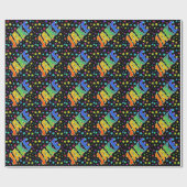 Papier Cadeau Prénom arc-en-ciel "JAKE" + Stars (Plat)