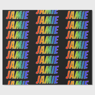 Papier Cadeau Prénom arc-en-ciel "JAMIE"; Amusant et coloré