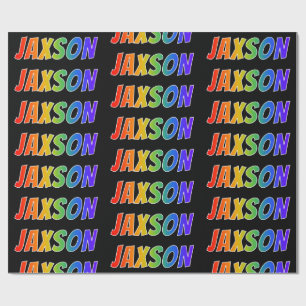 Papier Cadeau Prénom Arc-en-ciel "JAXSON"; Amusant et coloré