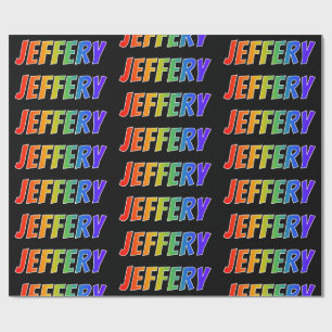 Papier Cadeau Prénom arc-en-ciel "JEFFERY"; Amusant et Coloré