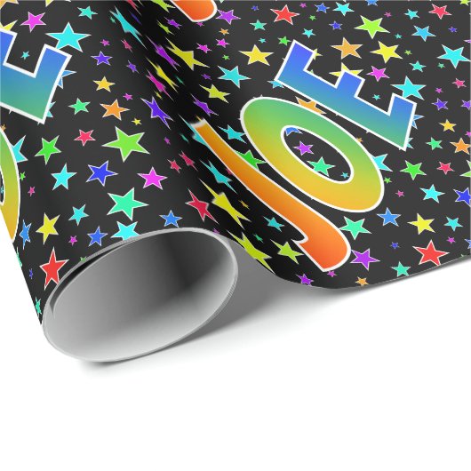 Papier Cadeau Prénom Arc-en-ciel "JOE" + Étoiles (Coin rond)
