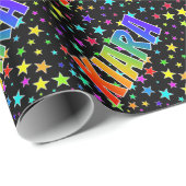 Papier Cadeau Prénom Arc-en-ciel "KIARA" + Étoiles (Coin rond)